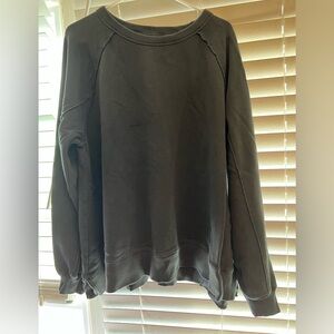 Aerie gray/ black Crewneck Sweatshirt